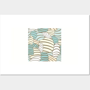 Mint striped easter eggs abstract round shapes Posters and Art